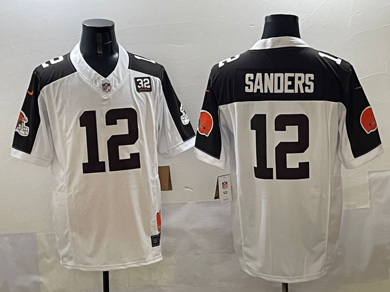 Men Cleveland Browns #12 Sanders white Nike NFL 2025 Jersey 003